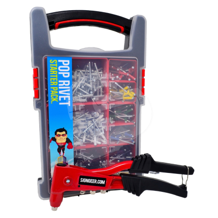 Heavy Duty Pop Riveter Full Starter Kit Including 420 Colour Headed Rivets