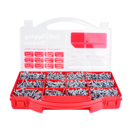 TIMCO Mixed Zinc Self Tapping Screws Starter Pack - 1,305 Pieces (STSTRAY)